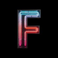 Neon Light Alphabet F with clipping path.