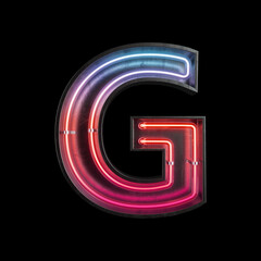 Neon Light Alphabet G with clipping path.