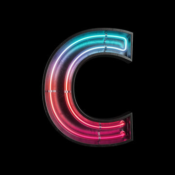 Neon Light Alphabet C with clipping path.