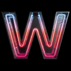 Neon Light Alphabet W with clipping path