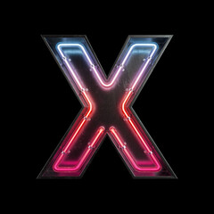 Neon Light Alphabet X with clipping path.