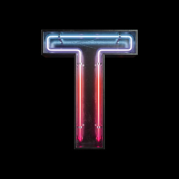Neon Light Alphabet T with clipping path