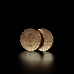 3D render bitcoin concept. New virtual money. Crypto currency. 