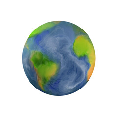 illustration of planet earth, globe on white background, isolated.