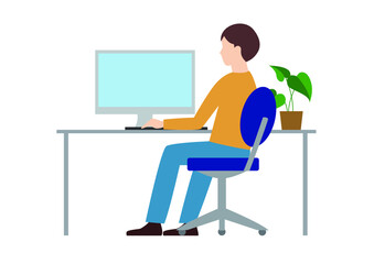 パソコンに向かって仕事をしている男性