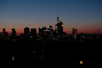 Frankfurt skyline at sunset - 430724837