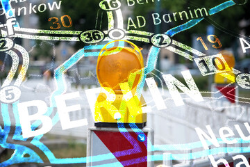 Stadtplan von Berlin und eine Baustelle