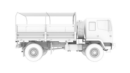 3D rendering of an army truck millitary vehicle logistics lorry isolated in studio background