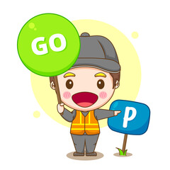 cartoon illustration of valet parking service with go sign