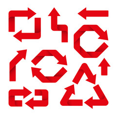 Vector Illustration. Set of red arrows are isolated.
