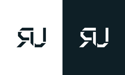 Creative minimal abstract letter RU logo.