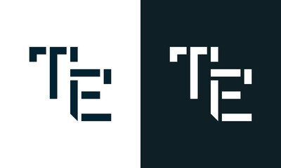 Creative minimal abstract letter TE logo.