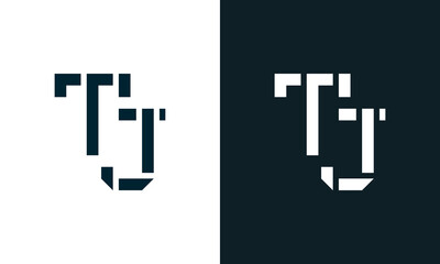 Creative minimal abstract letter TJ logo.