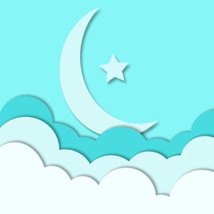 Obraz na płótnie Canvas ramadan illustration of a sky with clouds