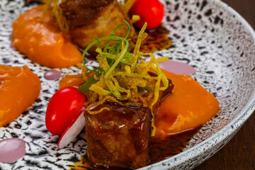 Baked pork with carrot sauce