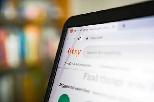 Bangkok, Thailand - April 29, 2021 : Etsy is an American e-commerce website focused on handmade or vintage items and craft supplies.