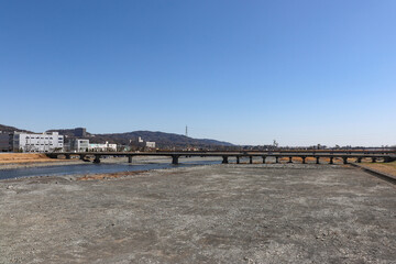 Fototapeta na wymiar 新十文字橋から見た酒匂川（神奈川県）