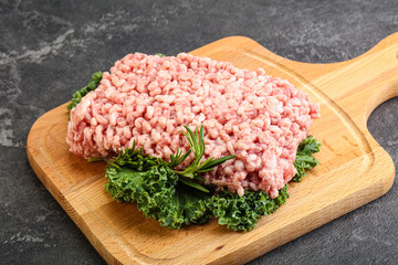 Raw pork minced meat for cooking