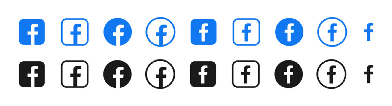 Facebook vector logo icon set