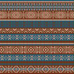 Geometric color repeating pattern for use in knitting and embroidery