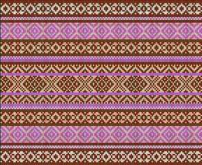 Geometric color repeating pattern for use in knitting and embroidery