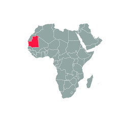 mauritania Highlighted on africa Map Eps 10