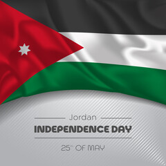 Jordan happy independence day greeting card, banner vector illustration