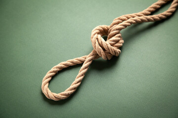 Brown rope on green background.