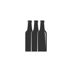Fototapeta na wymiar beer or ale bottle with bubbles. Bar, pub, brew symbol. Alcohol, drinks shop, stor, menu item icon.