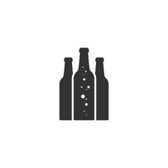 beer or ale bottle with bubbles. Bar, pub, brew symbol. Alcohol, drinks shop, stor, menu item icon.