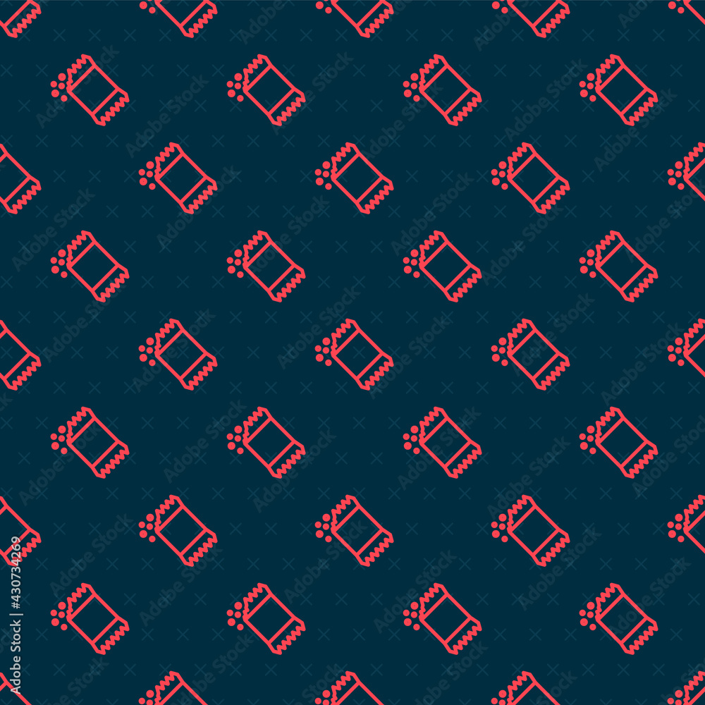 Aufkleber red line packet of pepper icon isolated seamless pattern on black background. vector