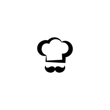 Chef cook cap with mustaches icon isolated on blue. Cooking