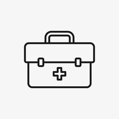 First aid kit line icon. Medical bag symbol. Emergency aid bag icon.