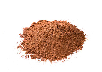 Pile cocoa powder isolated on white background