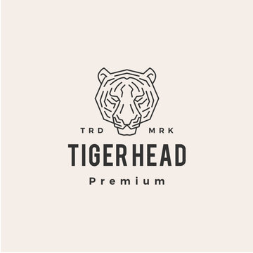 tiger head hipster vintage logo vector icon illustration