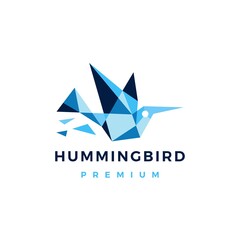 Obraz premium hummingbird colibri geometric polygonal tech logo vector icon illustration