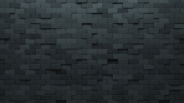 Futuristic Tiles arranged to create a 3D wall. Concrete, Semigloss Background formed from Rectangle blocks. 3D Render