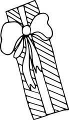 Gift box with a bow isolated on a white background. Vector illustration drawn by hand. Holiday, gift, surprise.