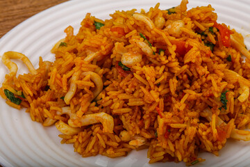 Asian cuisine - fried rice with prawn