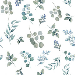 Vector pattern seamless with  leaves and herbals. Vector pattern seamless.