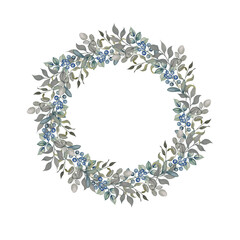  Vector wreath
 with herbals and leaves. 