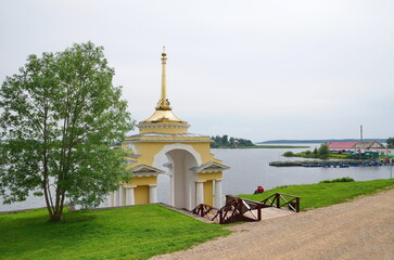 Bishop's Wharf in the monastery of the Nilo-Stolobenskaya deserts in the Tver region, Russia 