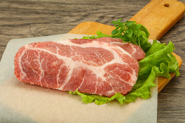 Raw pork meat neck steack