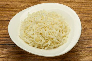 Steamed basmati rice in the bowl