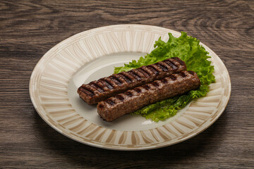 Two Grilled kebeb beef sausages