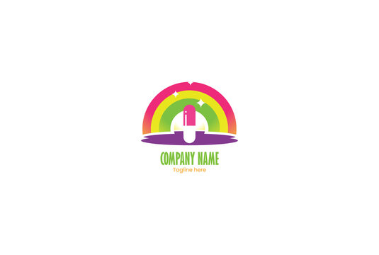 Vector graphic of pill logo for children,pill kids this logo has a pill picture with a fun atmosphere, with a rainbow background, very suitable for children's health products, vitamins, etc.