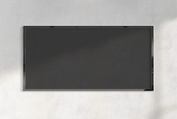 Panoramic billboard hanging on a sunlit wall mockup. Template of a pano frame bathed in sunlight 3D rendering