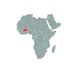 burkina faso Highlighted on africa Map Eps 10