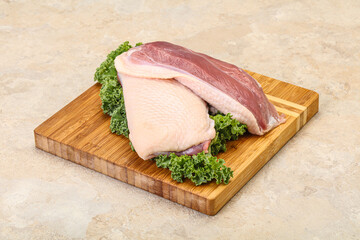 Raw duck breast for cooking