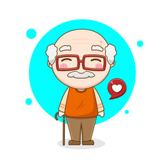 Cartoon illustration of cute grand father character